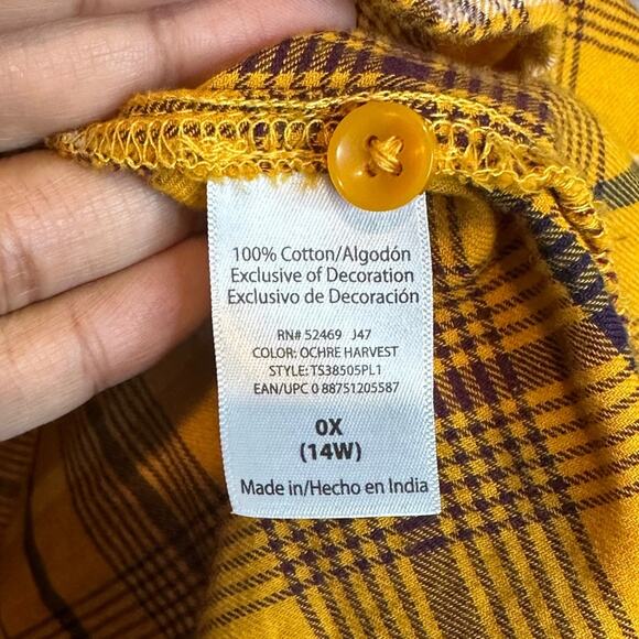 Terra & Sky Ochre Harvest Plaid Button Down Shirt - Picture 7 of 8